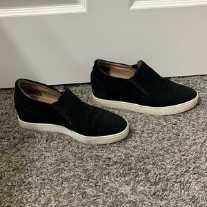 Caslon black suede like slip on wedge tennis shoes size 9